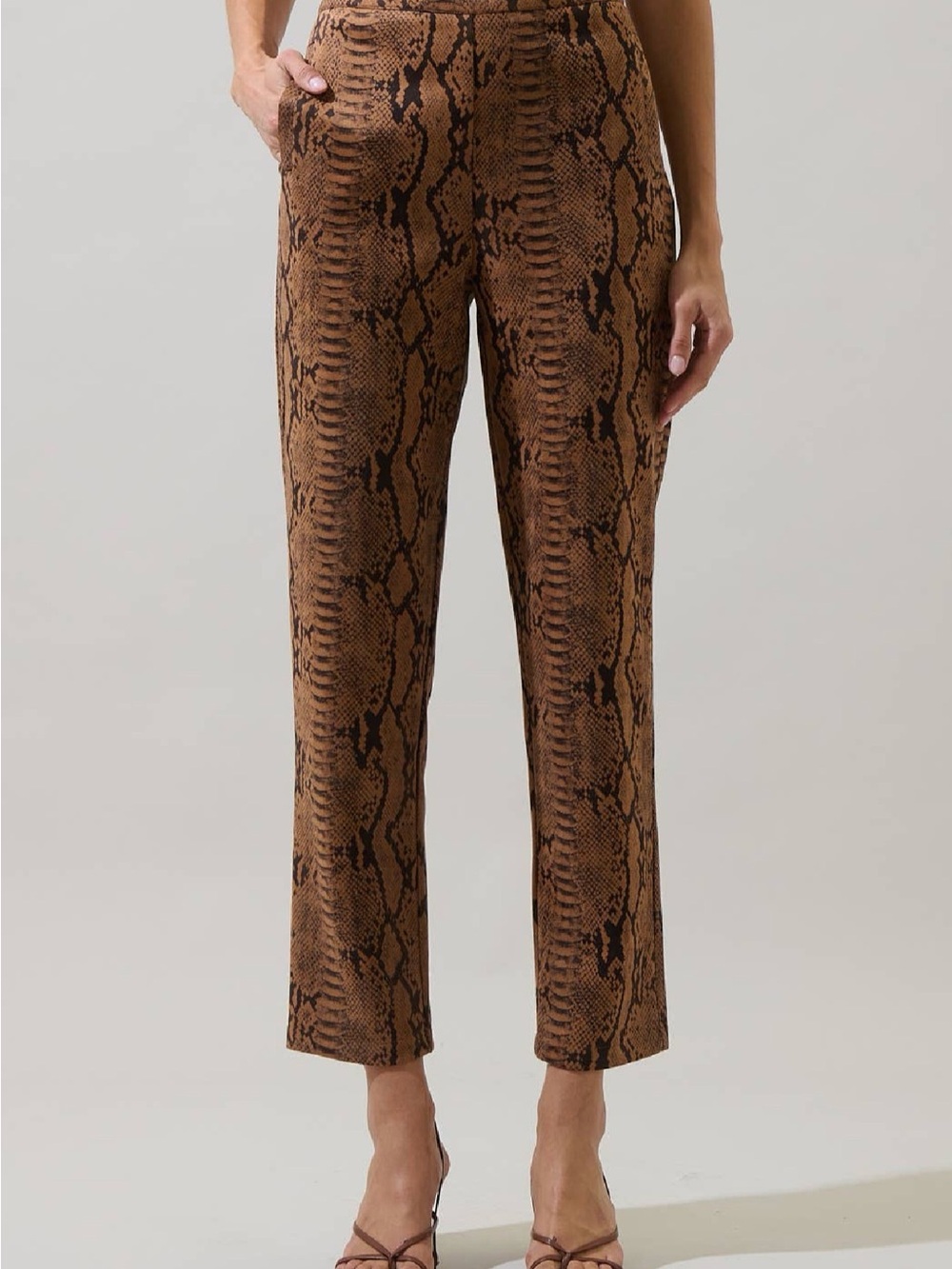 NWT Sugarlips Brown Snake Print Straight-Leg Pants